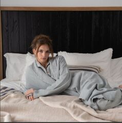 Buldan's-Suri Mini Waffle Bornoz-Çelik Gri