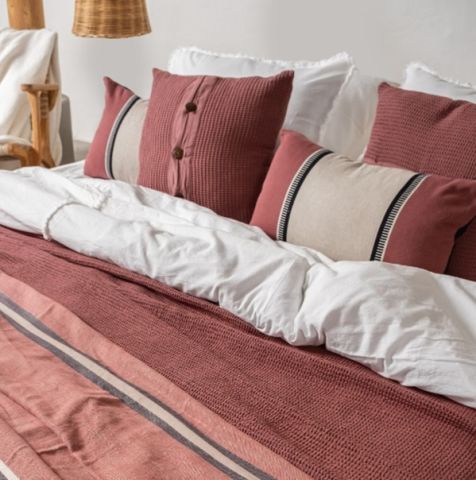 Buldan's-Bohem Yatak Örtüsü-Rustik Bordo