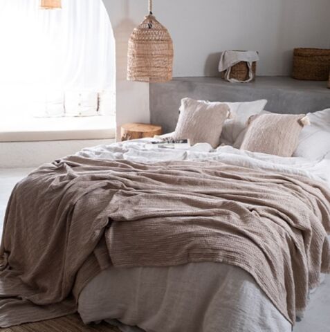 Buldan's-Fresco Yatak Örtüsü-Bej Melanj