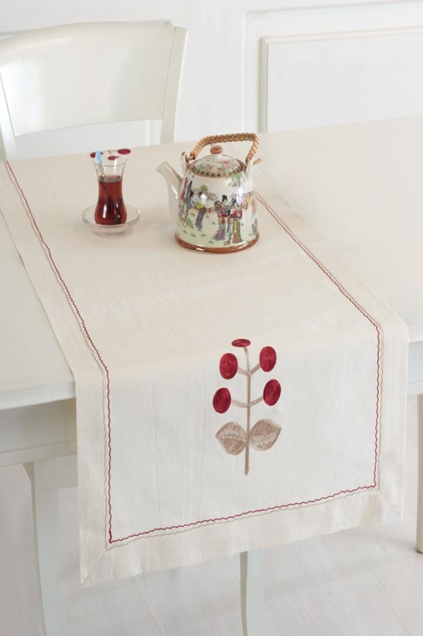 Buldan Kumaşı Çiçek İşlemeli Runner